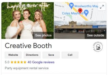 Creative Booth Google Review screenshot